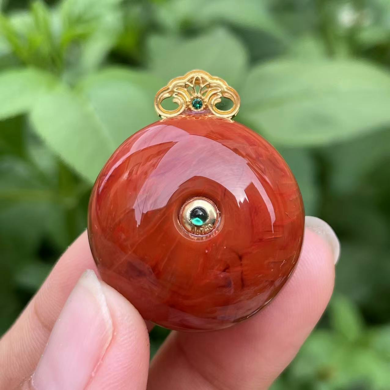 传承全品级 南红瓦西柿子锦 平安扣 肉质饱满 颜色红润 26.7*16.7