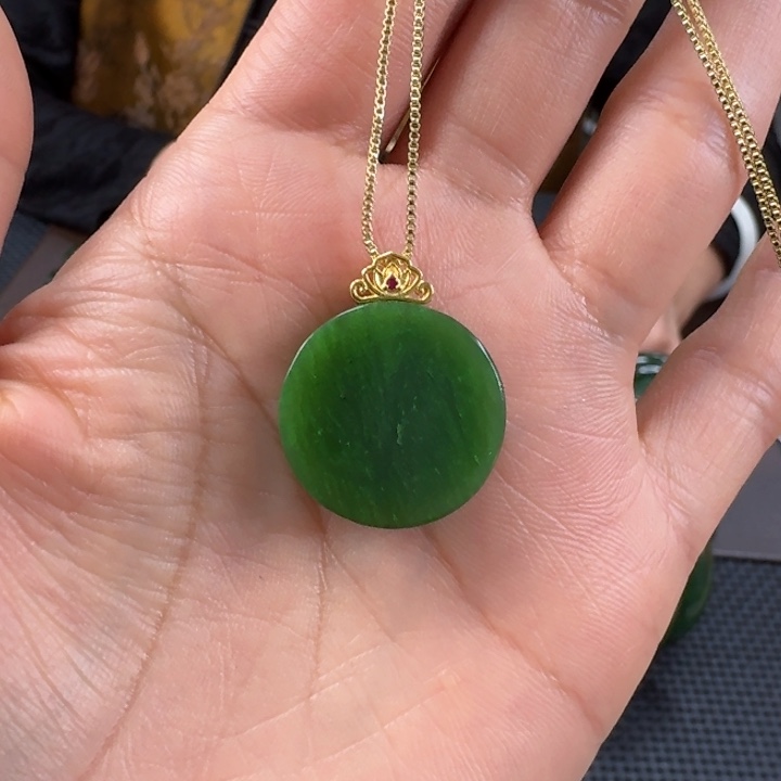 颈饰银S925镶嵌和田玉（碧玉）