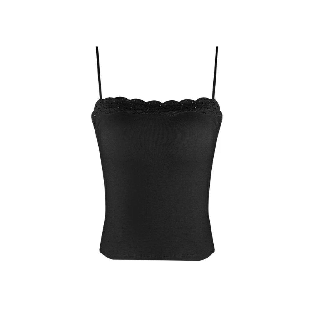 2025春夏蕾丝烫钻美背内衣女简约气质显瘦带胸垫百搭吊带内搭