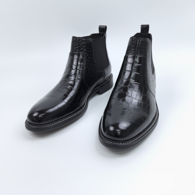 鳄鱼皮固特异全皮底一脚蹬靴子切尔西靴（190311）