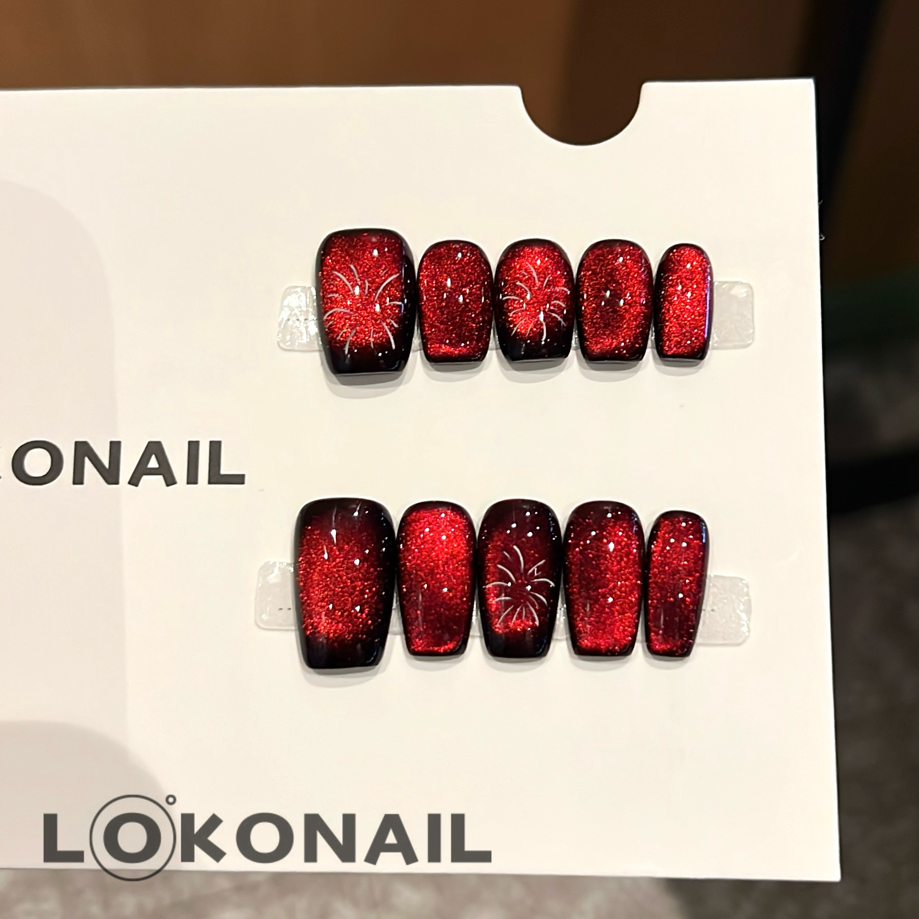 「所愿」气质显白黑红玻璃珠猫眼高级简约ins新年战甲纯手工穿戴甲