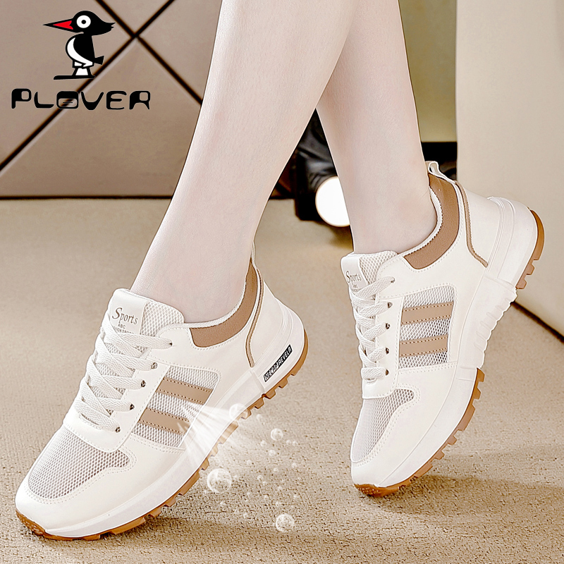 PLOVER网面透气小白鞋百搭夏季透气软底平底防滑网面时尚沙滩鞋