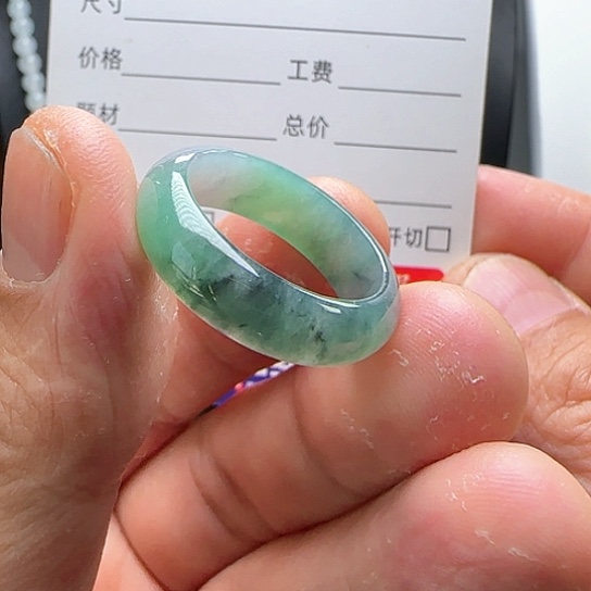 定制翡翠未镶嵌冰乌鸡阳绿戒圈22不退不换
