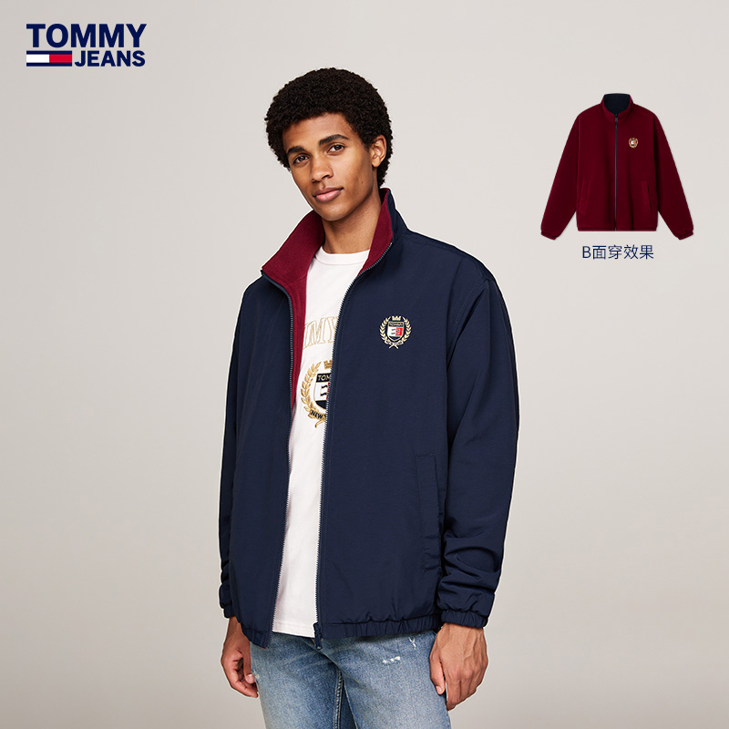 【双面穿】Tommy秋冬男装摇粒绒美式宽松立领抓绒衣夹克外套19643