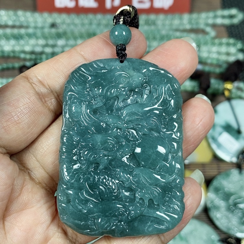【闪购商品】翡翠颈饰未镶嵌玉吊坠翡翠玉双面九龙牌