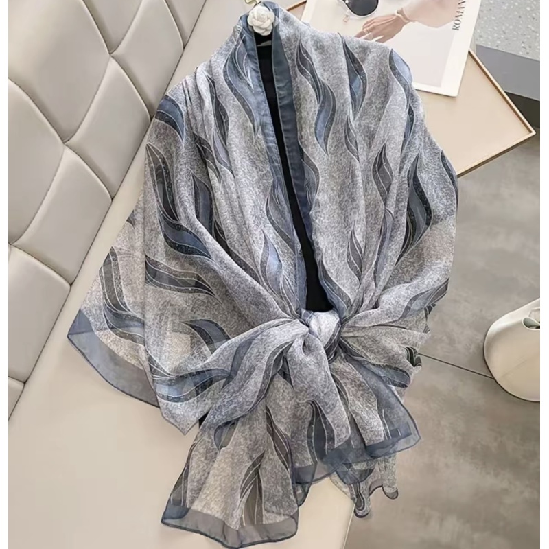 【S03】灰调 百搭洋气丝巾围巾披肩 纱巾180130