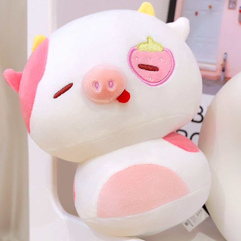 可爱蘑菇草莓猪牛玩偶小猪猪公仔毛绒玩具超软睡觉抱枕生日礼物女