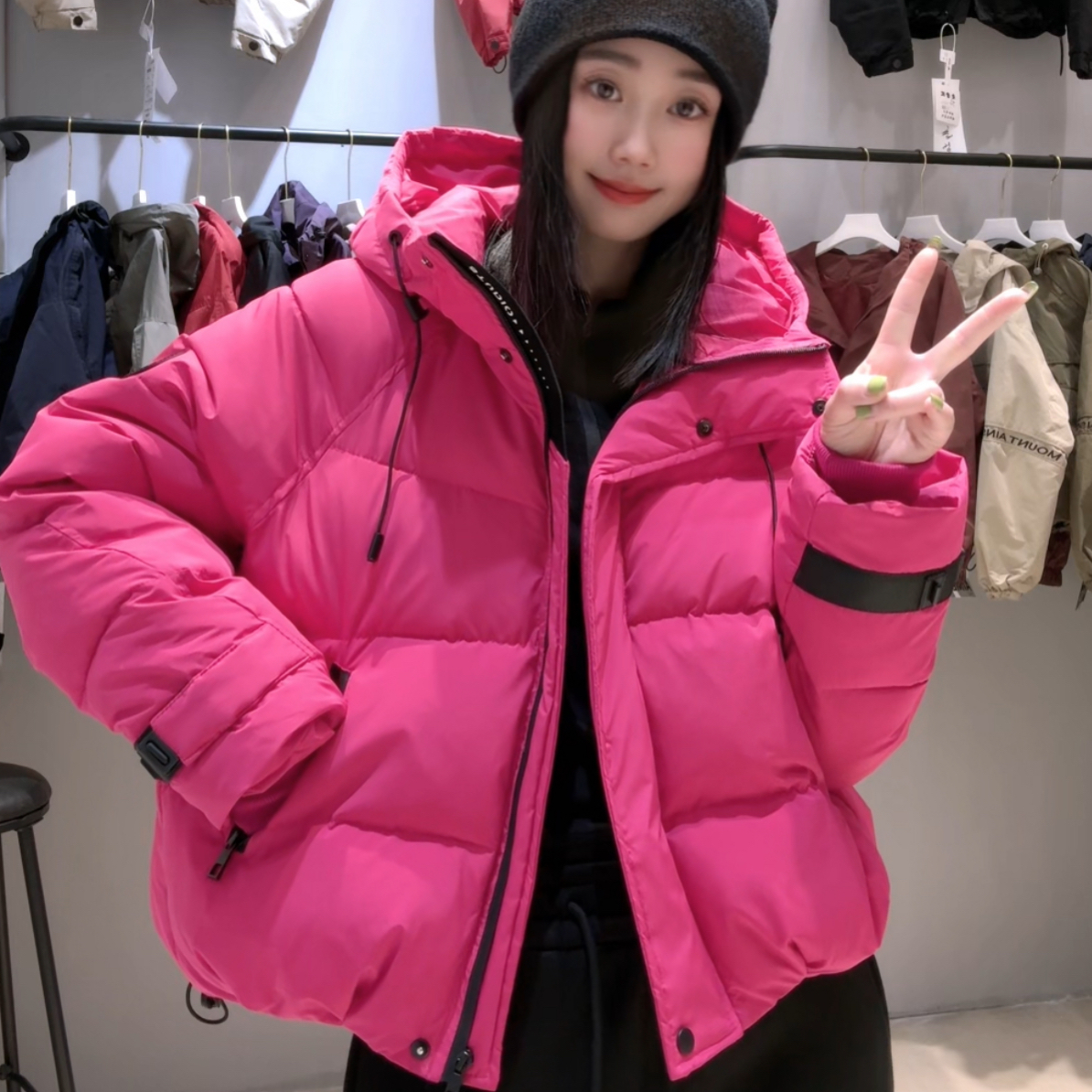 杨杨➕时尚潮流休闲纯色连帽外套2518