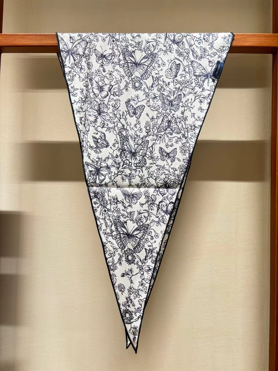 高级素描蓝【菱形巾】桑蚕丝16姆米斜纹 真丝飘带双面 45*140CM