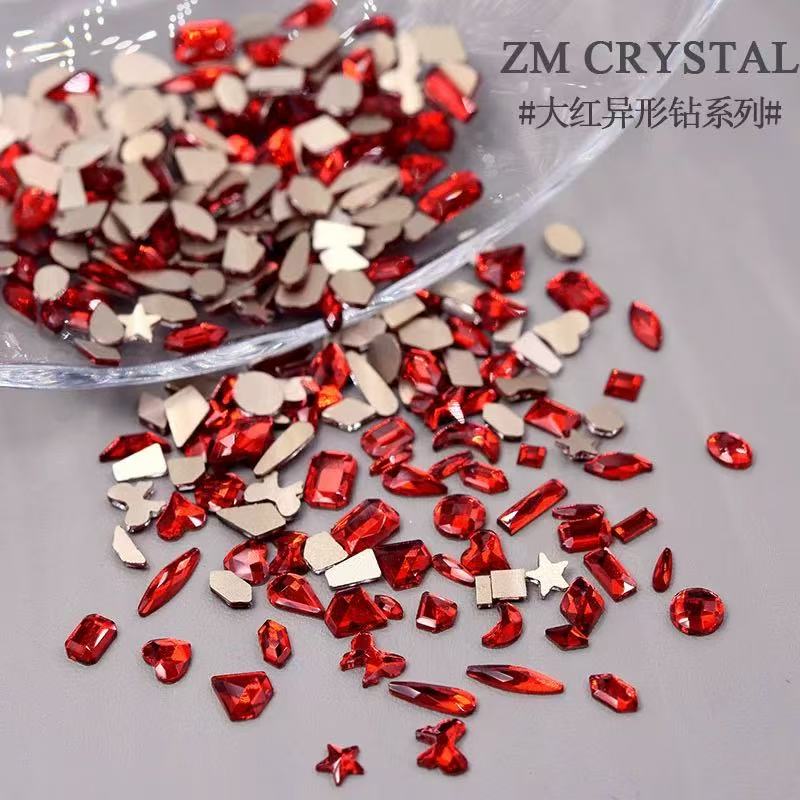【希妹甄选】美甲红色平底异型钻400颗
