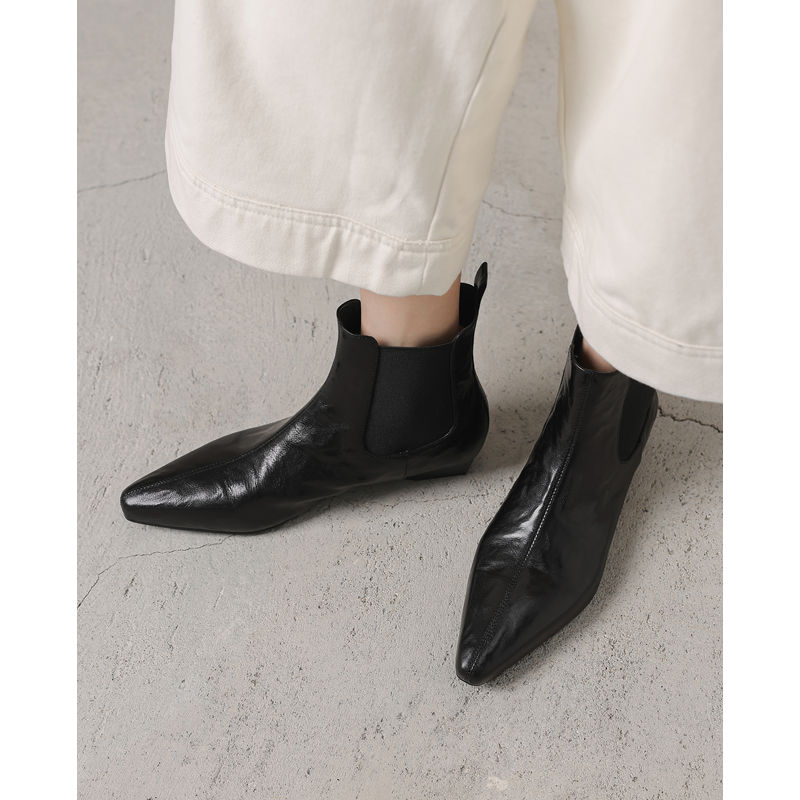 跟高2CM/气质小方尖头切尔西靴女秋冬季显瘦时尚低跟短靴女