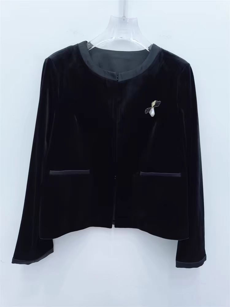 真丝丝绒时尚气质百搭长款上衣（直播下单269-529）