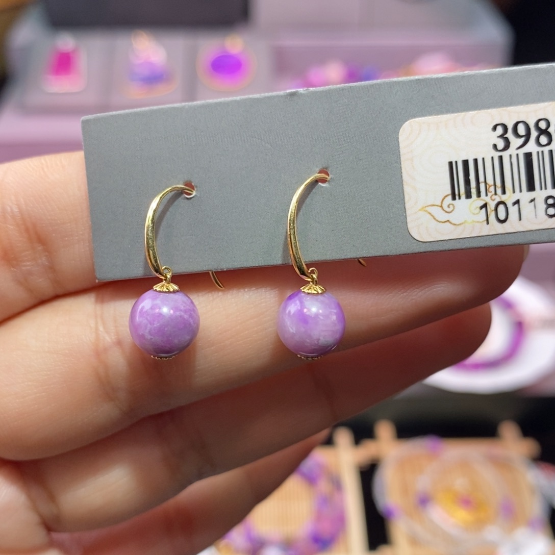 苏纪石（舒俱来）18K金镶嵌耳钉