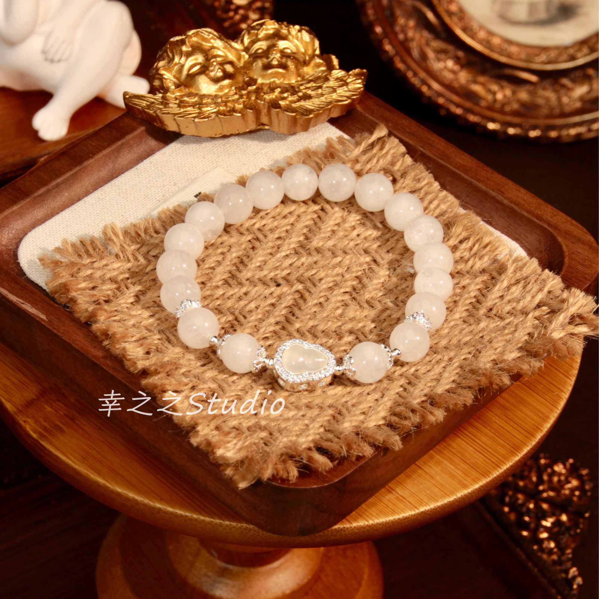 s1014【白日】天然雪花幽灵水晶手串简约大气百搭手链 多样性发其一