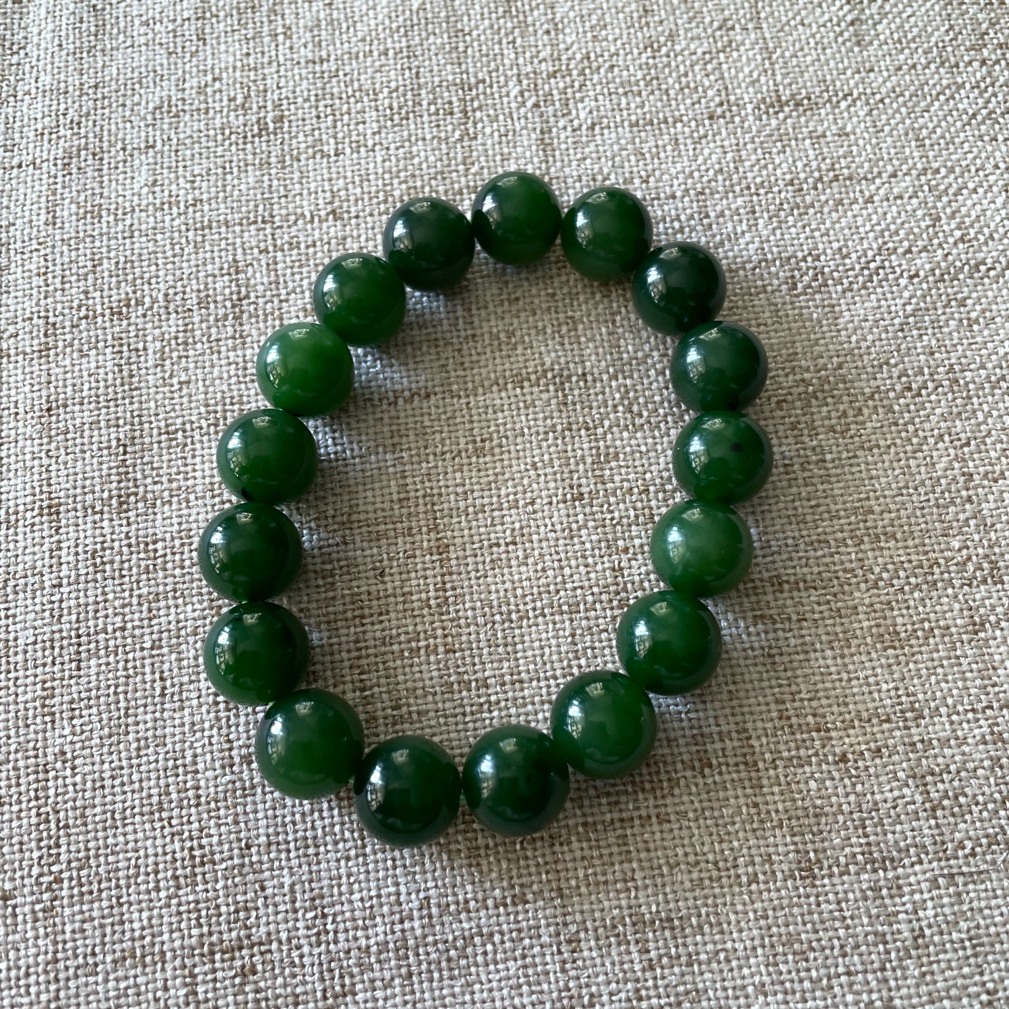 【熹梵】“悦”系列-和田玉碧玉卡12手串菠菜绿