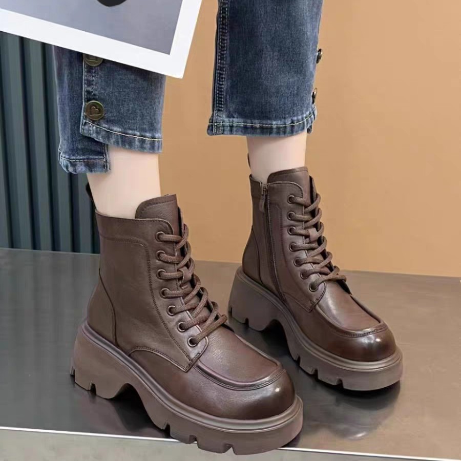 25507头层牛皮厚底超轻百搭英伦风马丁靴