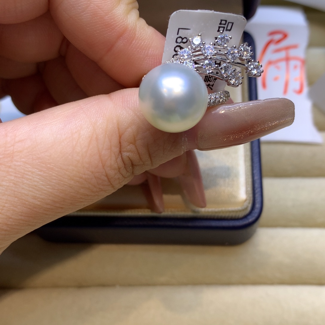银S925镶嵌戒指海水珍珠