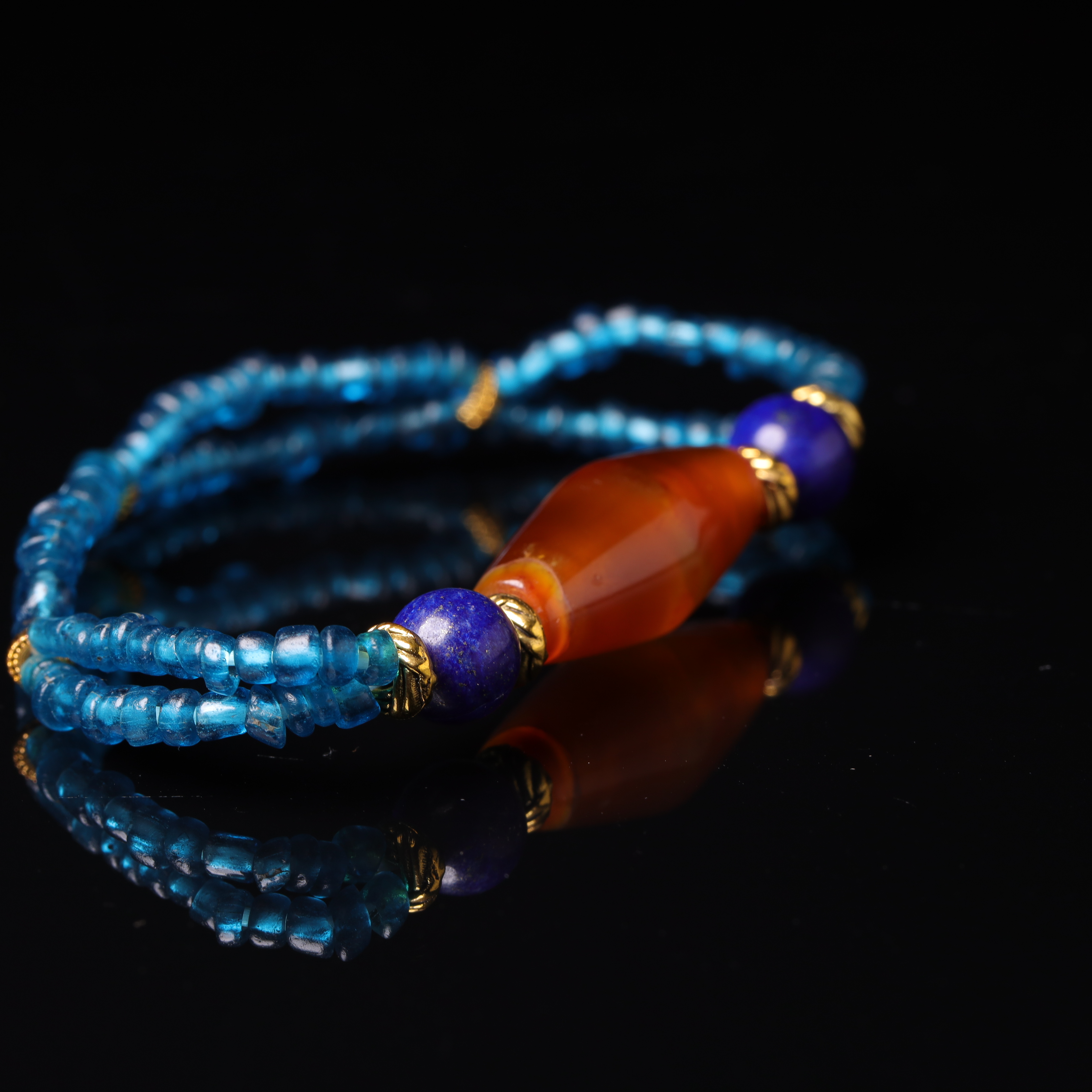 明代天然玛瑙琉璃手串