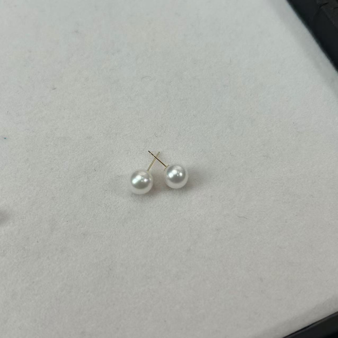 【缺货】18KAkoya海水珍珠耳钉多样性发一/有瑕7mmV0244