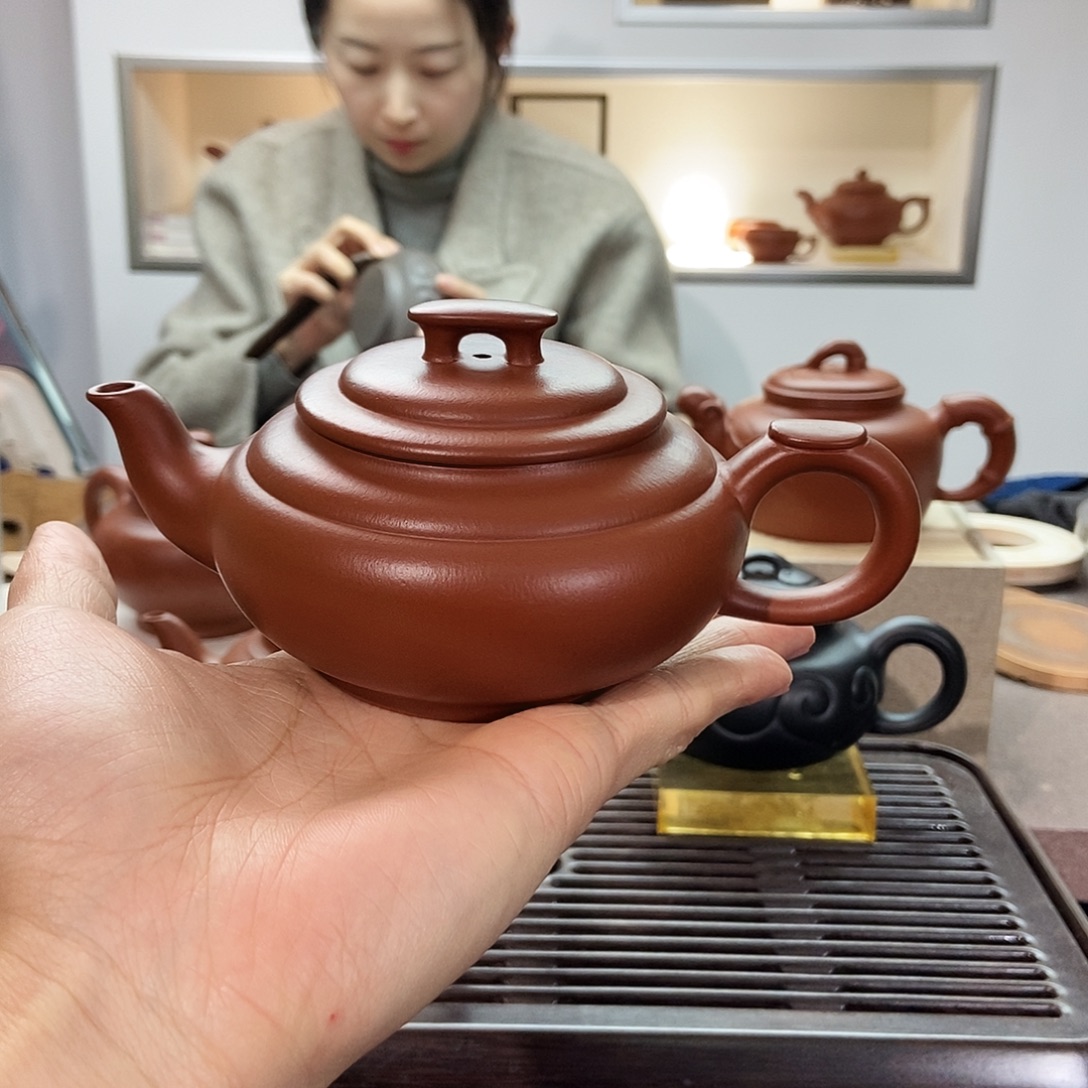 紫砂茶壶朱泥上新桥