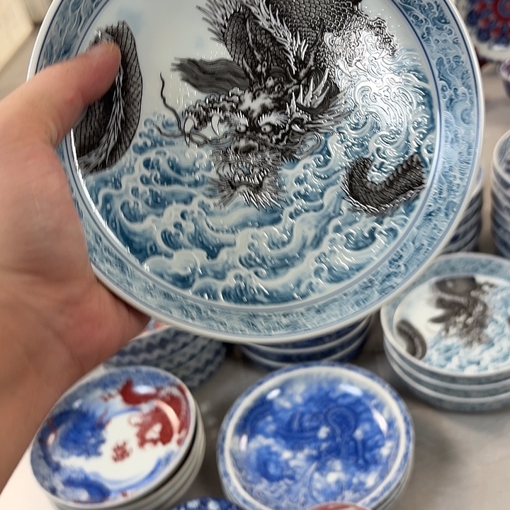 瓷片墨龙游海大胡乘