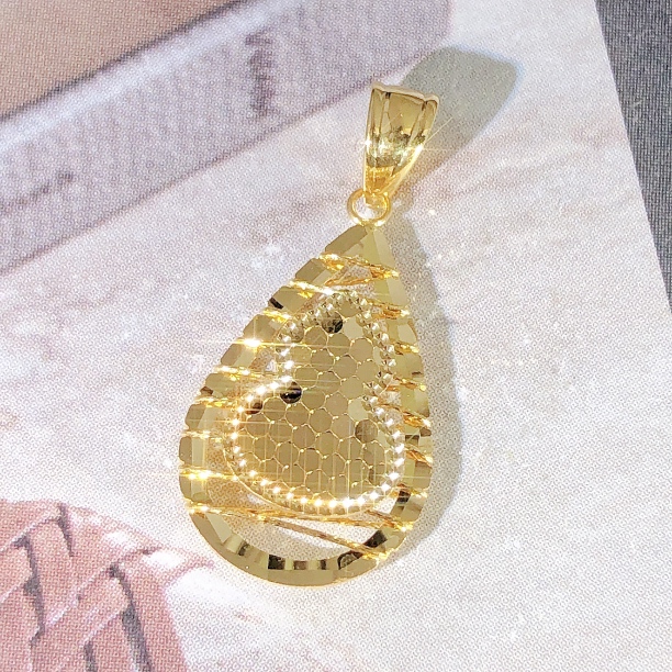 【皇冠轻奢】18k金 | 爆闪蜂巢纹福禄葫芦吊坠 卡23×10.8×2.6mm