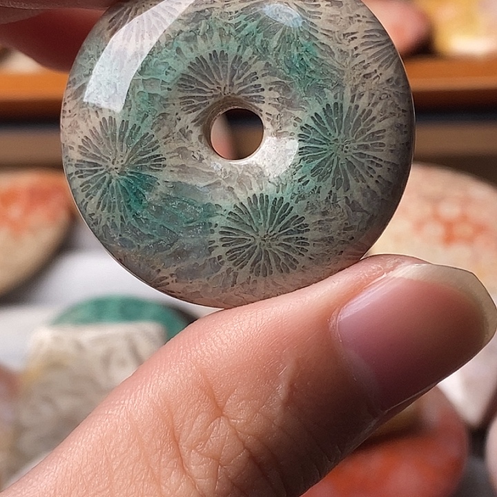黄***主硅化珊瑚未镶嵌颈饰