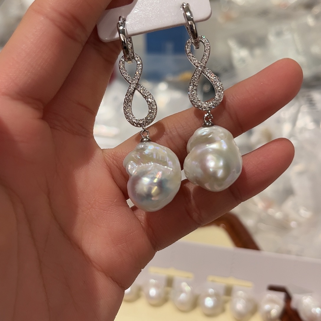 淡水珍珠耳饰合金