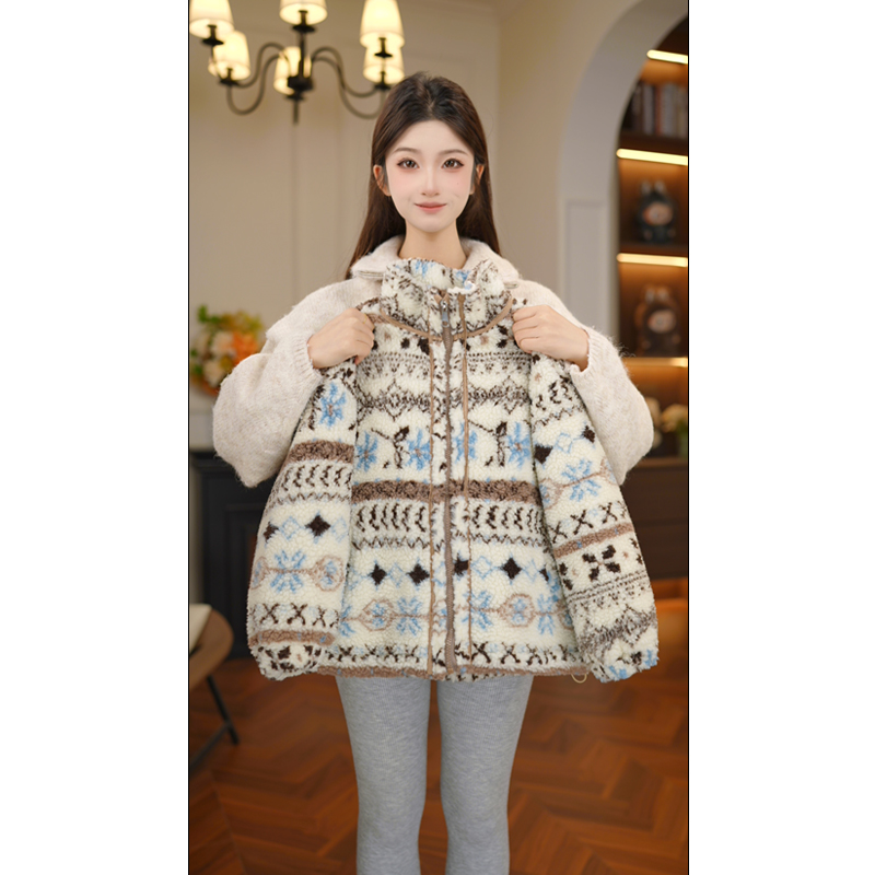 女童羔糕绒加绒外套2025新款秋冬装洋气时髦中大童加厚冬季潮7935