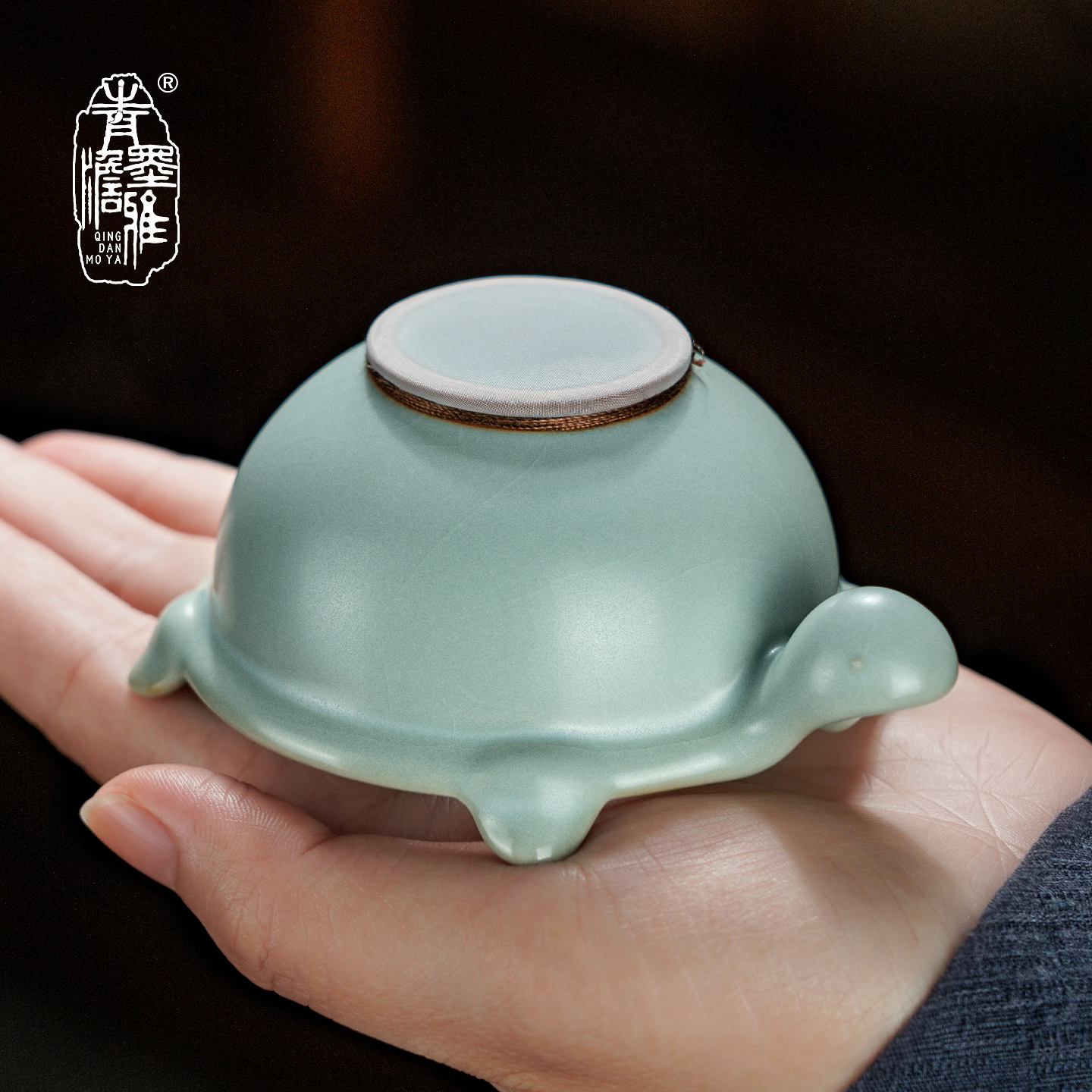 青澹墨雅汝窑天青先知茶漏手工茶道配件复古天青色景德镇陶瓷茶具