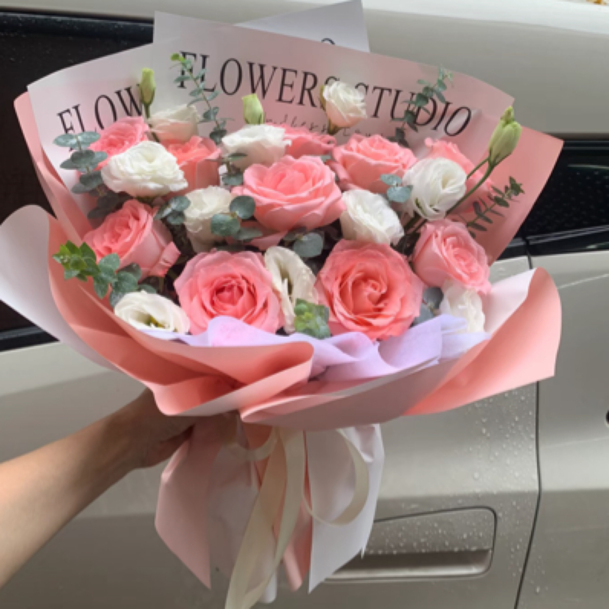 214情人节同城1小时送达·【春风十里】粉玫瑰桔梗混搭花束送女友闺蜜生日节日礼物约会鲜花团购小时达同城配送