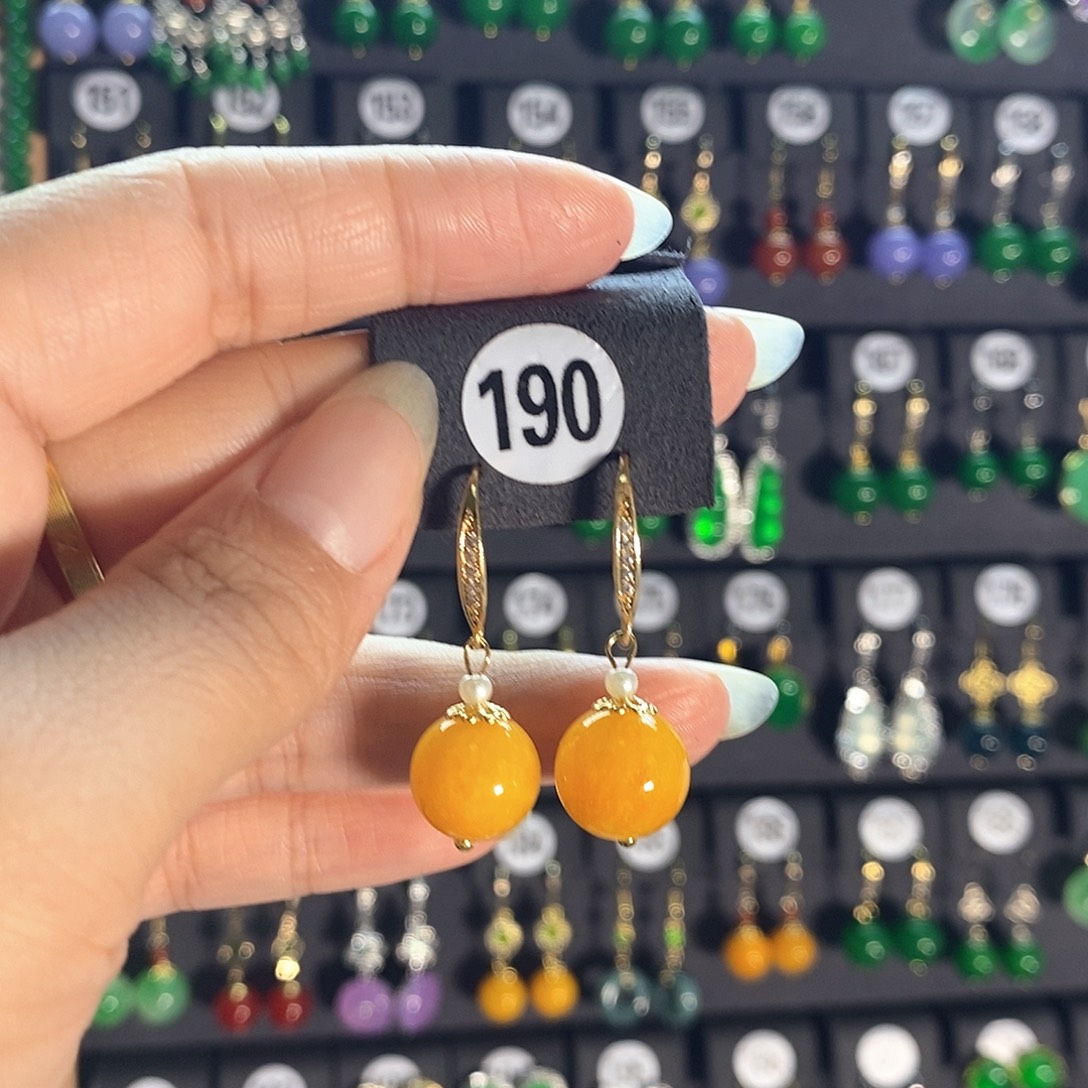 翡翠银S925镶嵌耳饰190