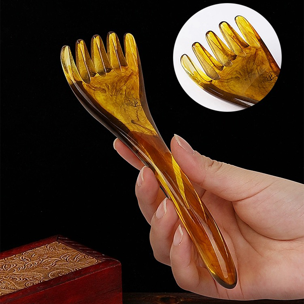 树脂五抓梳子五爪长臂头部按摩器刮痧养生头疗梳按子面部拔筋棒