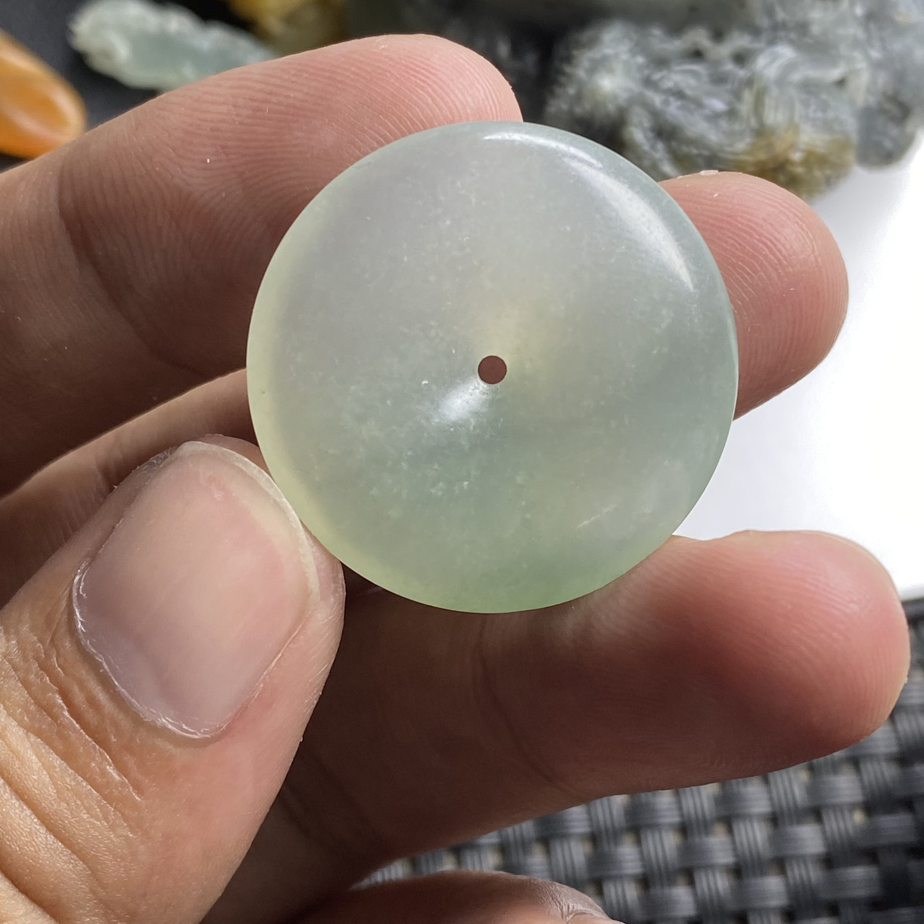 天然翡翠毛货冰冰胶胶圆圆满满平平安安精美扣子
