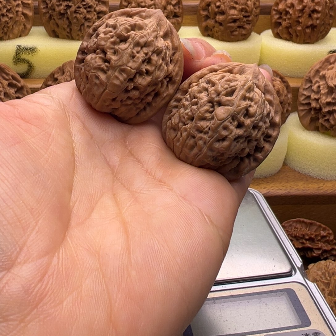 果***果文玩核桃把件莲花全品手把件32