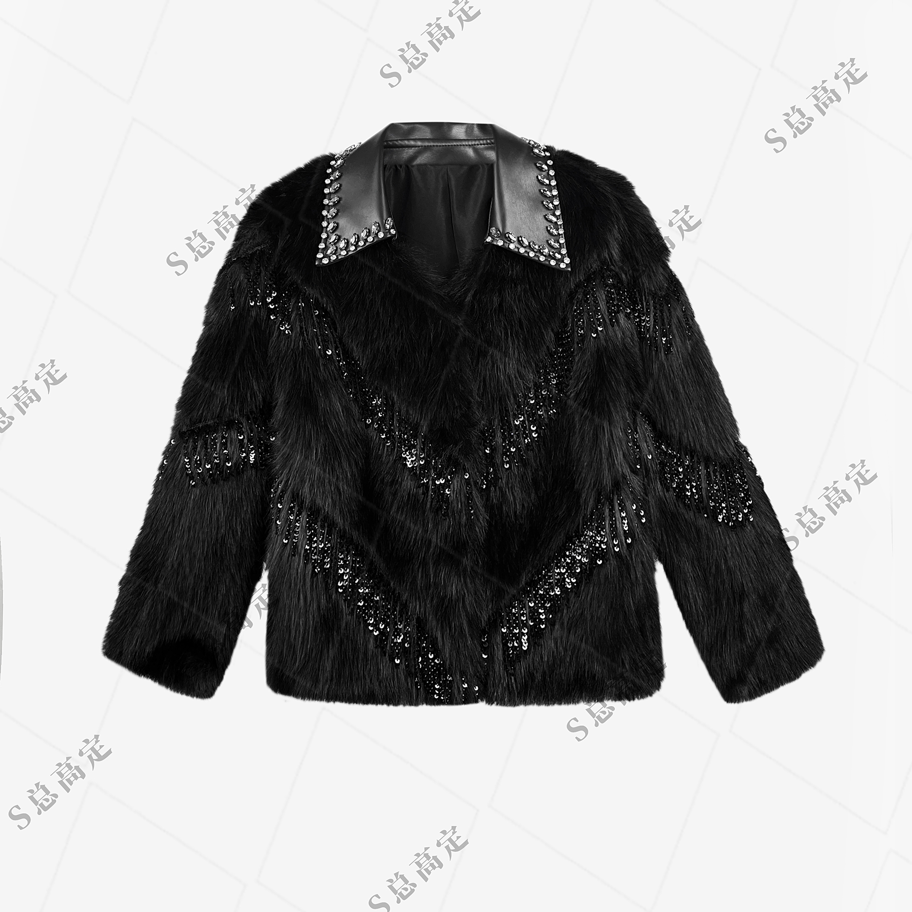 NIMOSHI【倩倩】新款冬季西装领重工气质百搭宽松毛毛外套D0016