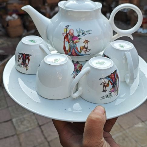 库存微瑕老寿星多孔茶壶一套容量500毫升