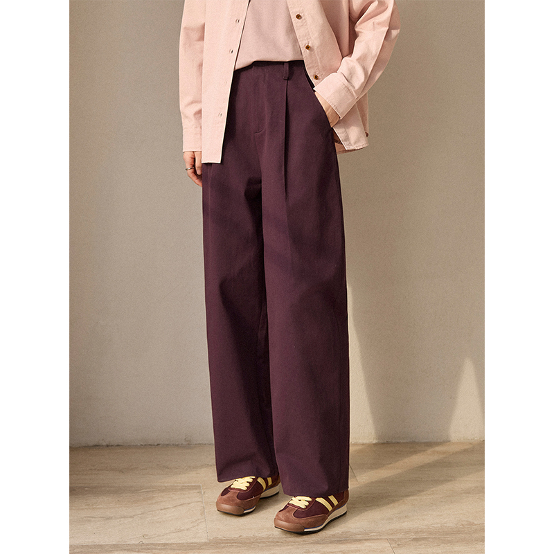 素典【乌梅紫酱】乌梅紫色水洗棉阔腿宽松复古休闲显瘦香蕉裤3648