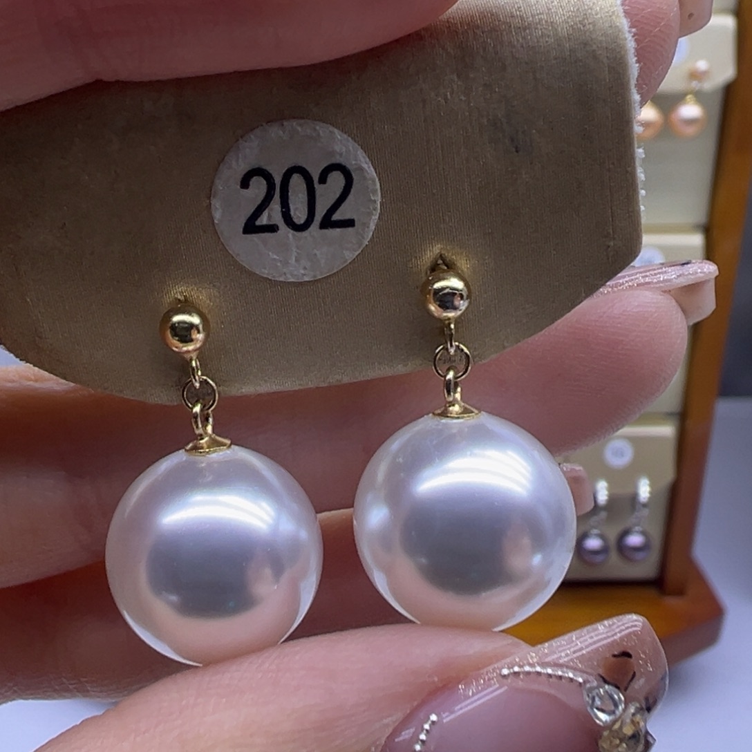 银S925镶嵌淡水珍珠耳饰