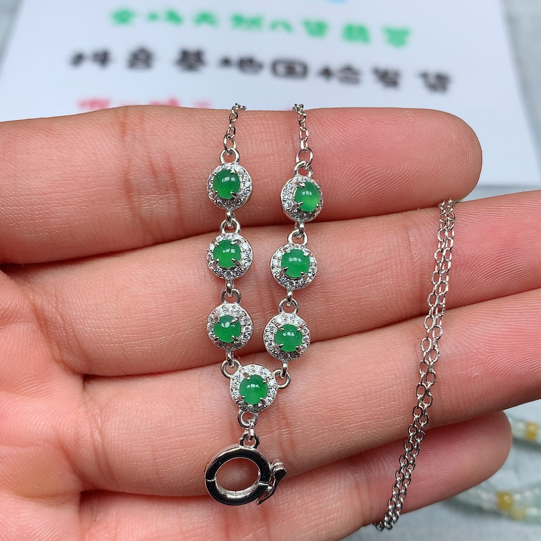 翡翠银S925镶嵌项链42号