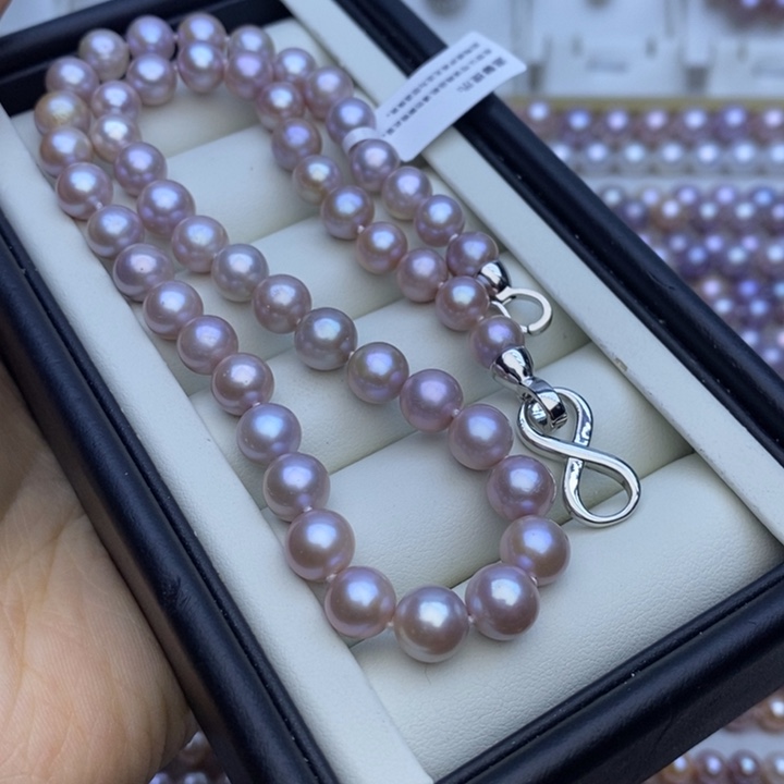 淡水珍珠颈饰未镶嵌无核8-8.5 m灰紫