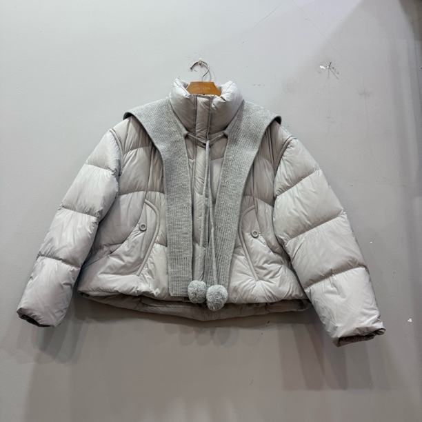 麦寻冬季新款YRSLS18Y灰色玫粉色针织帽可拆卸羽绒服90白鸭绒减龄