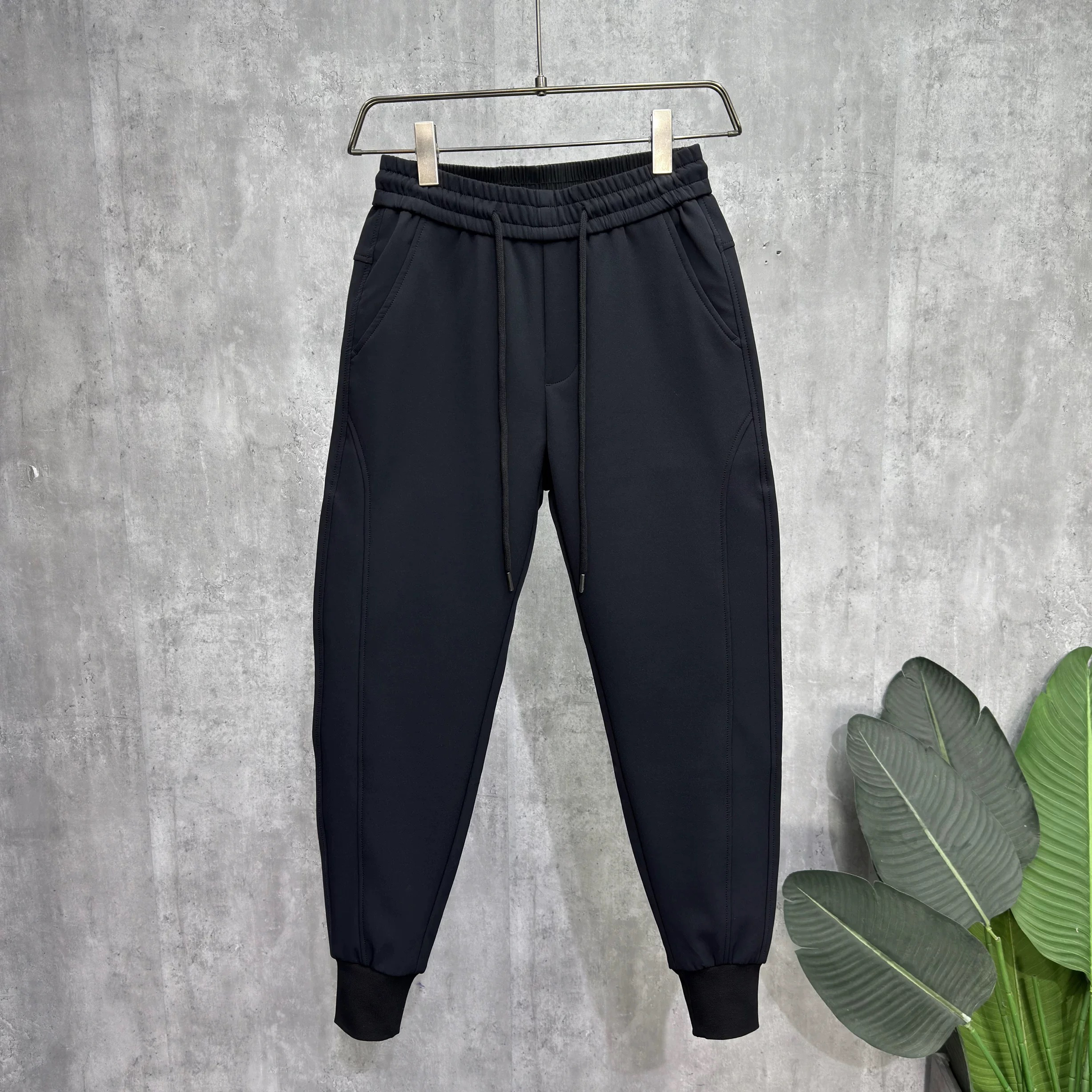 高品质春季新款男士休闲裤简约款拼接速干料九分裤时尚百搭束脚裤