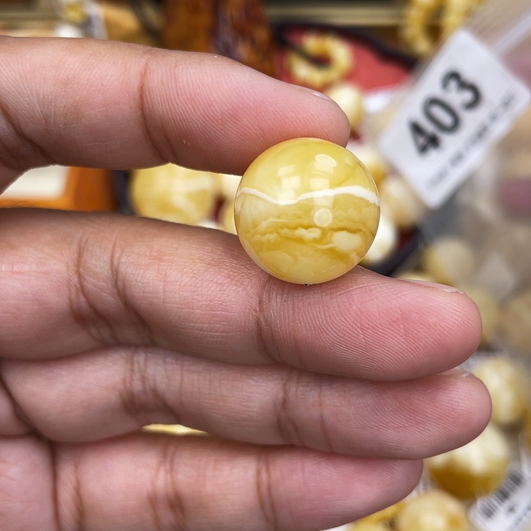 蜜蜡未镶嵌珠宝奇石一颗粉17.9一线天