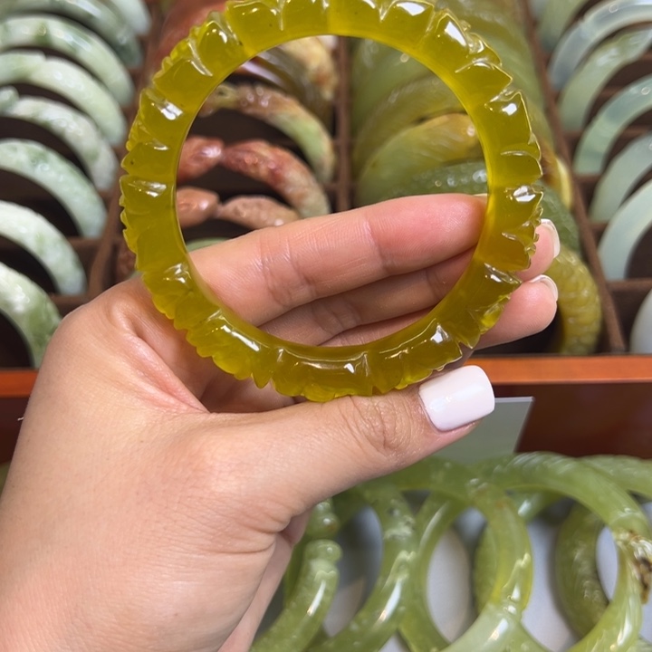 水***然蛇纹石玉合金手镯