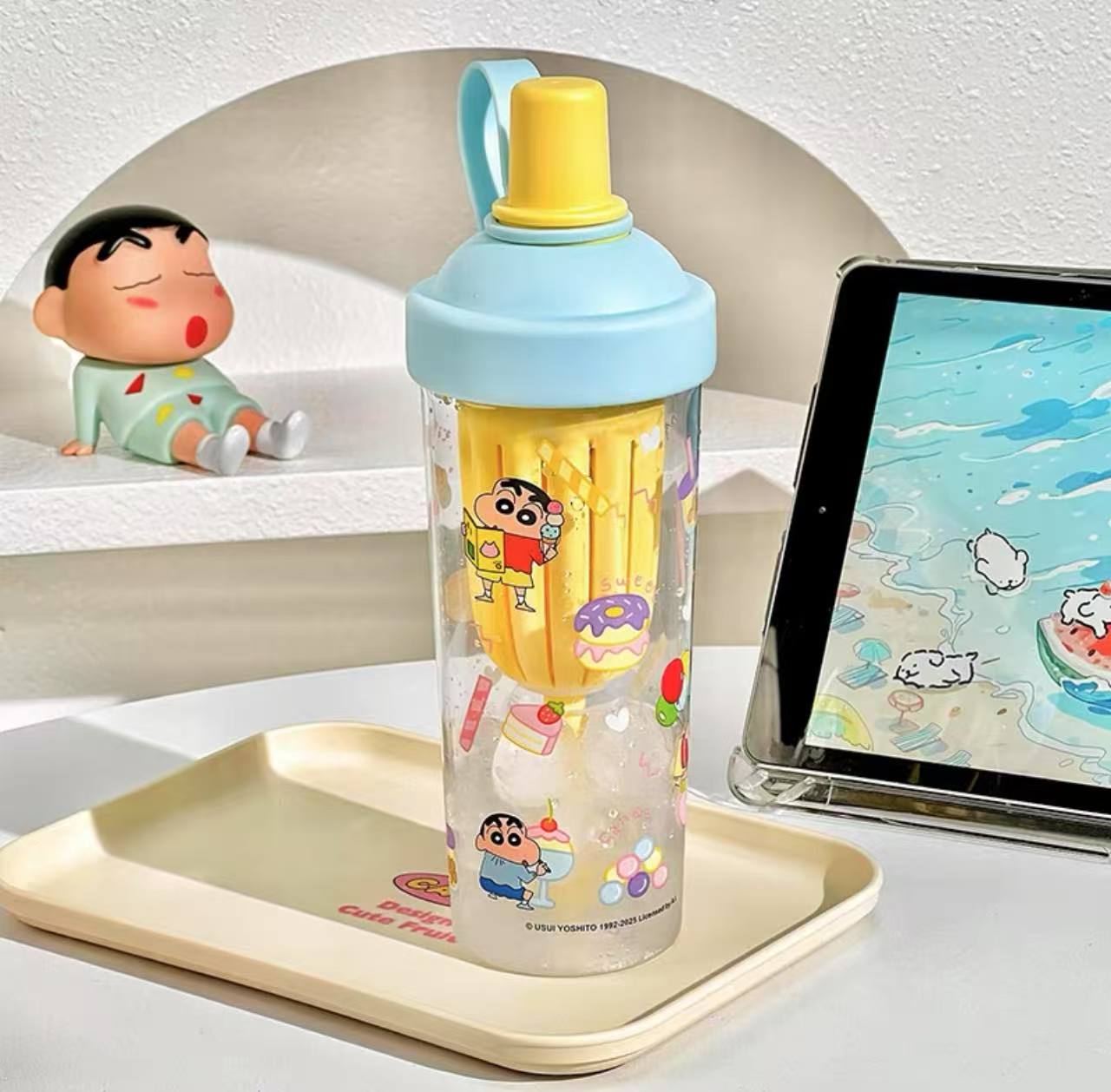 T97 杯子带茶仓吸管耐浅蓝600ml