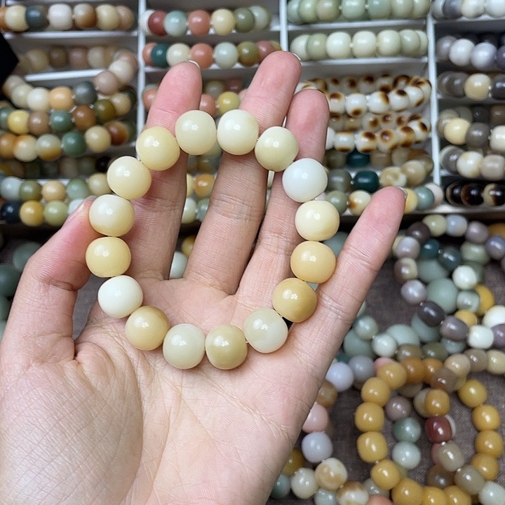 菩提根/象牙果手串卡13.5落地果玉化料