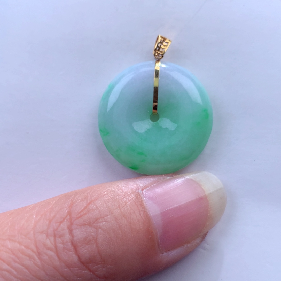 翡翠吊坠(不含链)18K金镶嵌