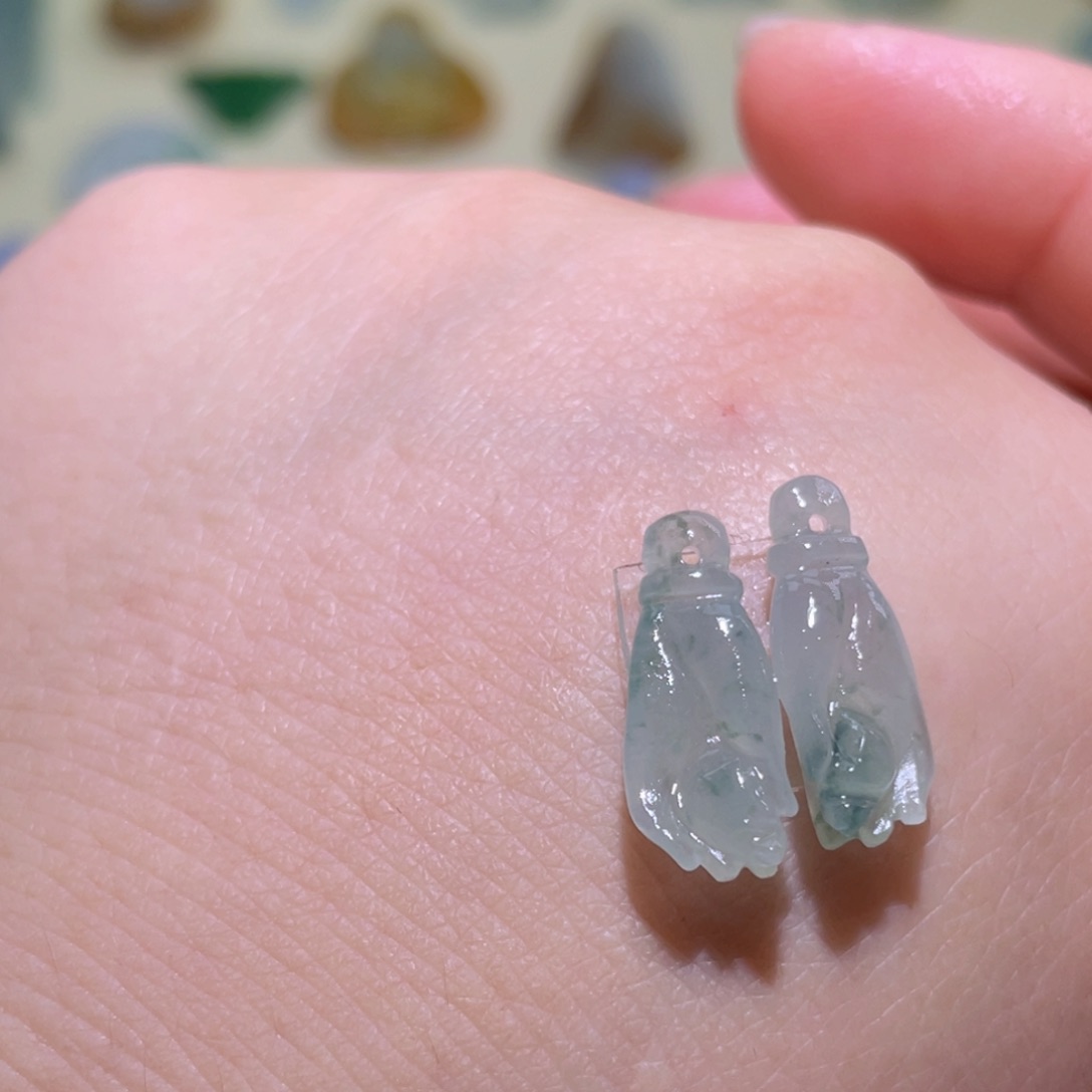 定制翡翠未镶嵌耳饰