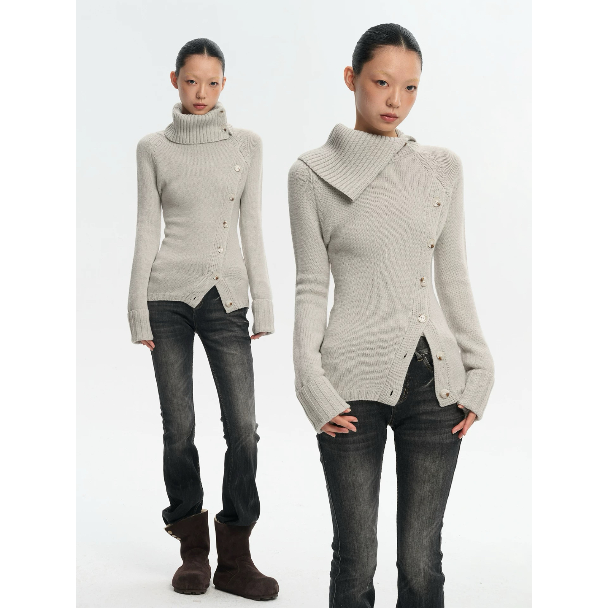LINY LIBERTY 25AW 解构高领羊毛混纺毛衣W16259135